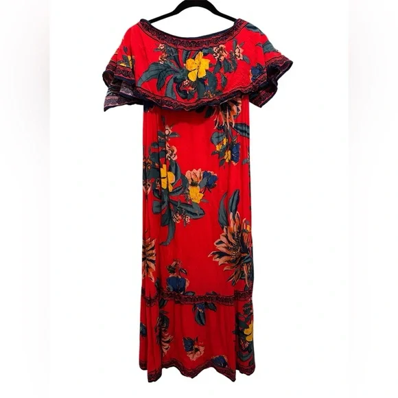 Flying Tomato Red Floral Off-Shoulder Maxi Dress. EUC - Picture 6 of 7
